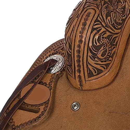 Western Horse Saddle Wade Tree A Fork Ranch Roping Work Handmade Tooled Carved Premium Leather Equestrian Trail Horse Saddle for Horse Riding Size: 10-18 inches Seat, OS72