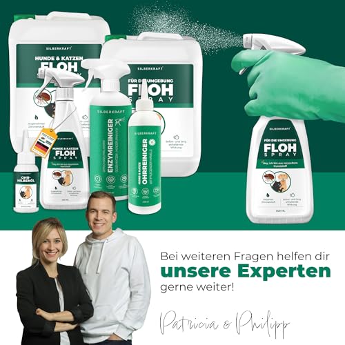 Silberkraft Flohspray für Umgebung 500ml, effektives Flohmittel gegen Flöhe, Zecken- und Milben, Flohspray für Wohnung und Möbel, ideal für Textilien, Hundebetten, Teppiche & Polster