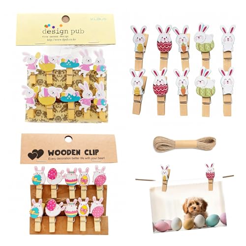 Décorations de Pâques - 30 Pinces en Bois Miniatures avec...