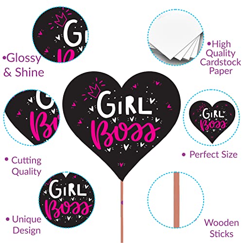Image of Party Propz Birthday Props For Girls - Set of 20 Pcs Party Prop For Adults Girls | Birthday Props For Women | Photobooth prop Birthdays | Birthday's Decoration Items For Girl | Pink, Black (Cardstock)
