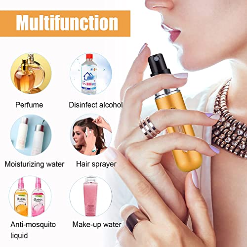 Image of Portable Mini Refillable Perfume Atomizer Bottle Travel Size Spray Bottles Accessories, Refillable Perfume Spray Scent Pump Case, Perfume Bottle (5ml /0.2oz,Multicolor, 1 Unit, Aluminum & Glass)
