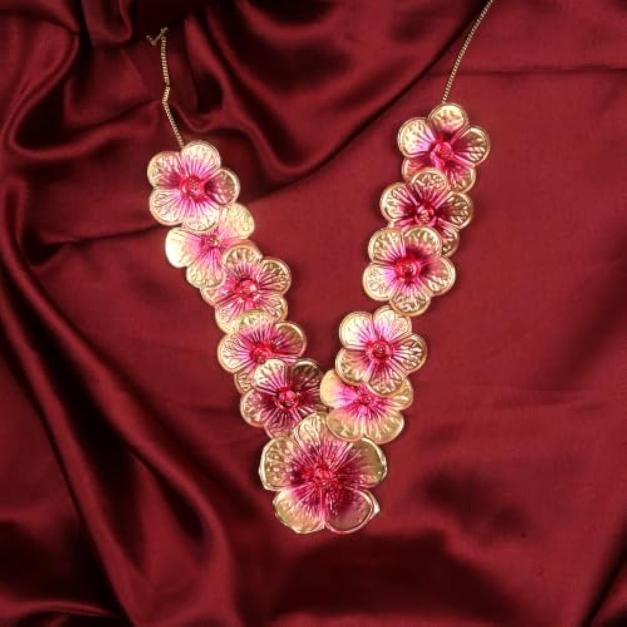Traditional Pink Hibiscus Flower Necklace