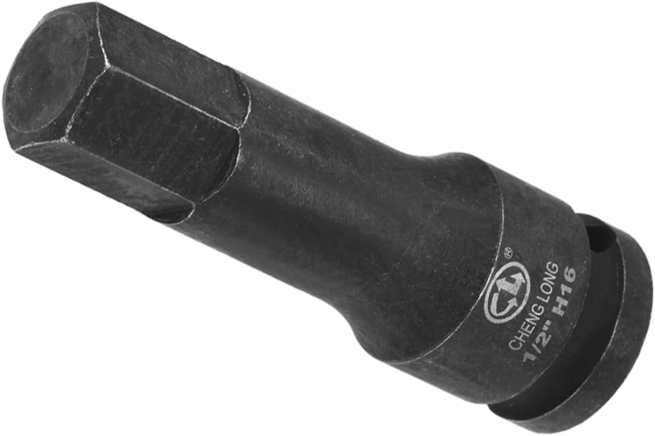 CoCud Impact Hex Bit Socket, H16 Socket 1/2" Drive, Cr-Mo Steel Impact Grade Metric Socket - (Applications: for Socket Head Cap Bolt)