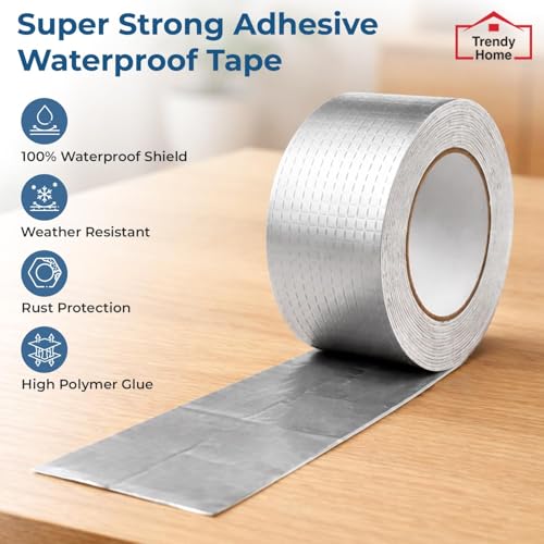 Image of Trendy Home Super Strong Waterproof Adhesive Tape for Roof Leakage Repair | Aluminium Butyl Rubber Sealant Tape for Pipe, Tank, Window, 2 inch, 5 Mtr