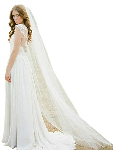 Unsutuo Peine para velo de novia, velo catedral, 1 nivel, con diamantes de imitación, peine para novias, 118 pulgadas (118 pulgadas de ancho x 118