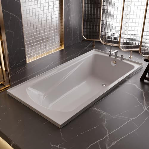 Image of Kohler Duo Bath tub for bathroom | Drop-in Acrylic Bathtub with Lumbar Support | Ergonomically-Crafted for Small & Medium Bathrooms | White, 1525mm