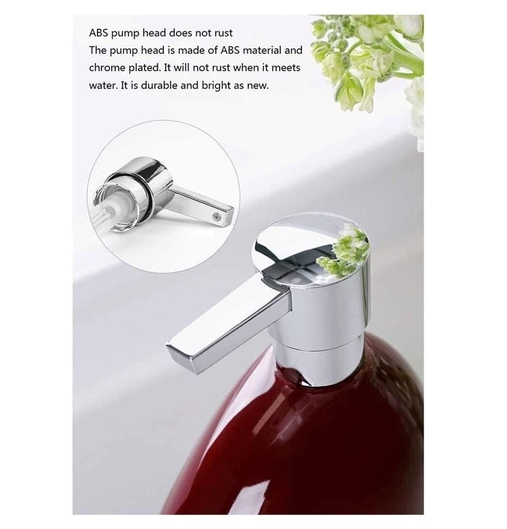 Dispenser di Sapone Dispenser di Sapone in Ceramica da 16,5 Once per Bagno, Dispenser di Sapone Liquido Ricaricabile Dispenser per Sapone in Ceramica (Color : Rot, Size : 490ml)
