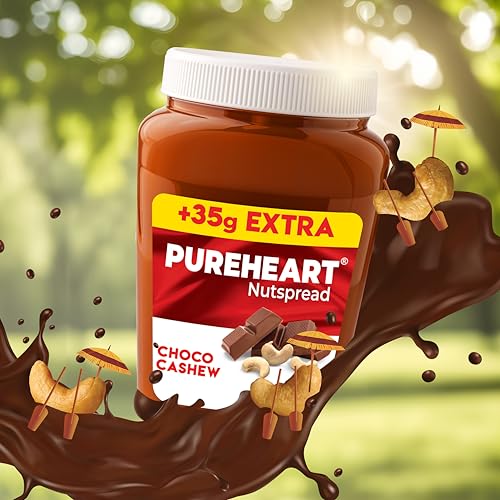 Image of Pureheart Nut Spread Choco Cashew (380 gm, Pack of 2) Nutty Chocolate Cashew Spread for Breakfast, Bread /Toast, Sandwich