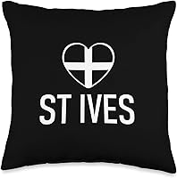 Vista 1 de I Love St Ives Cornwall Flag Heart Saint Piran Cornish Almohada