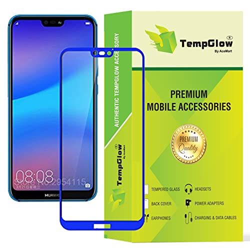 Image of Screen Protector for Huawei Honor Nova 3E (Blue) Tempered Glass Edge-to-Edge 6D Screen Guard With Installation Kit