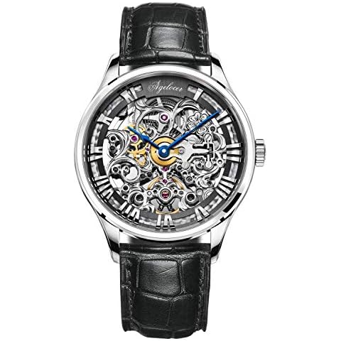 AGELOCER Men's Top Brand Skeleton Fashion Mechanical Automatic Luxury Stainless Steel Analog Watch (WH:5401A1) Cover
