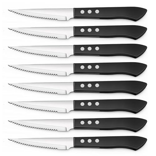 hunnycook Steak Knives set of 8 (8.42 inch), Serrated Steak Knife, Ultra-Sharp Stainless Steel Knives with Ergonomic Handles, Kitchen Knife Set,Dishwasher Safe
