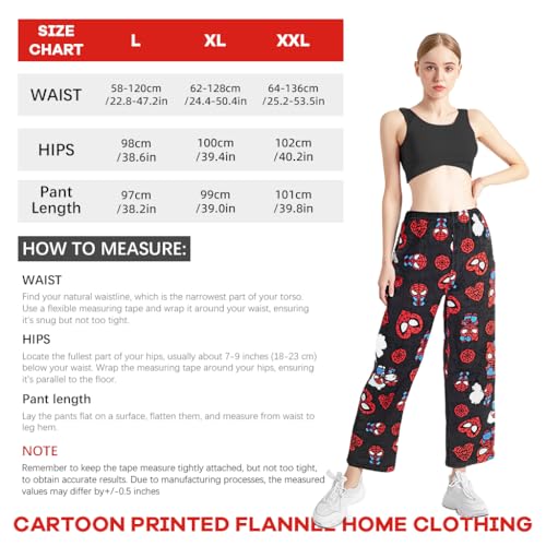 Image of SANNIDHI Anime Pajamas Pants Women's Girls Cartoon Cat All Character Kawaii Cat Print Flannel Lounge Sleep Bottoms Christmas Pajama Pants