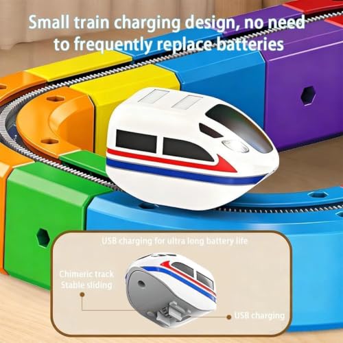 Image of Electric Train Track Set for Kids 3D Magic Flexible Race Track, Gravity-Defying Electric Train Building Blocks, Modular Educational STEM Toy for Boys & Girls (51)