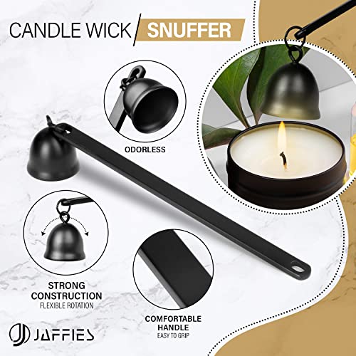 Jaffies Candle Wick Trimmer, 3 In 1 Candle Accessory Set Used As Candle Care Kit Includes Candle Trimmer, Candle Snuffer & Wick Dipper For Smoke-Free Flame To Gift A Candle Lover (Black) #TOP4