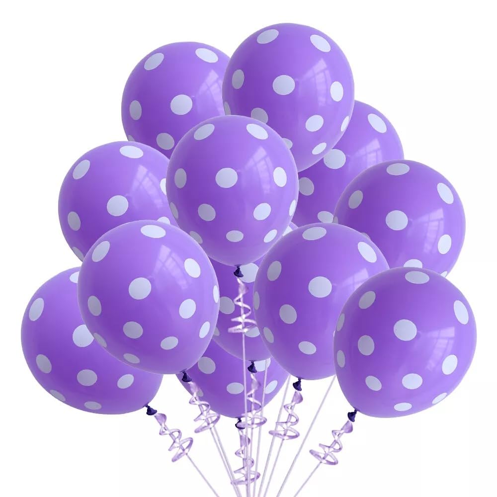 Godfather 12Inches Polka Dotted Latex Balloons for Party Decoration Birthday Wedding Anniversary Indoor Outdoor Parties Décor with Free Ribbon 10mtr. (Dark Purple, Pack of 200)