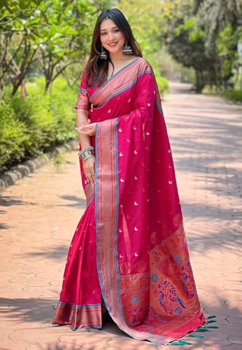 Image of SGF11 Women's Kanjivaram Paithani Soft Silk Saree With Unstitched Blouse Piece