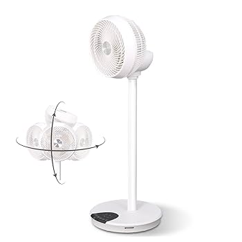 静音！サーキュレーター ホワイト スタンド型DCモーター3D首振り、リモコン付 Amazon.co.jp: 【アドアプス 】【ホワイト】360°首振り