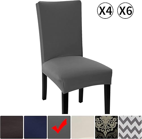 Miniatura 2 de Fuloon - Paquete de 4 fundas protectoras para sillas de comedor extraíbles y lavables para hotel cena ceremonia banquetes bodas
