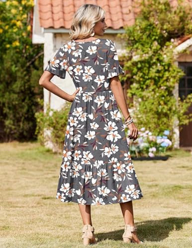 Image of Zeagoo Womens Summer Dresses 2026 Casual Midi Dress Flowy Sundress Ruffle Short Sleeve Tiered Dresses A Line Boho Dress
