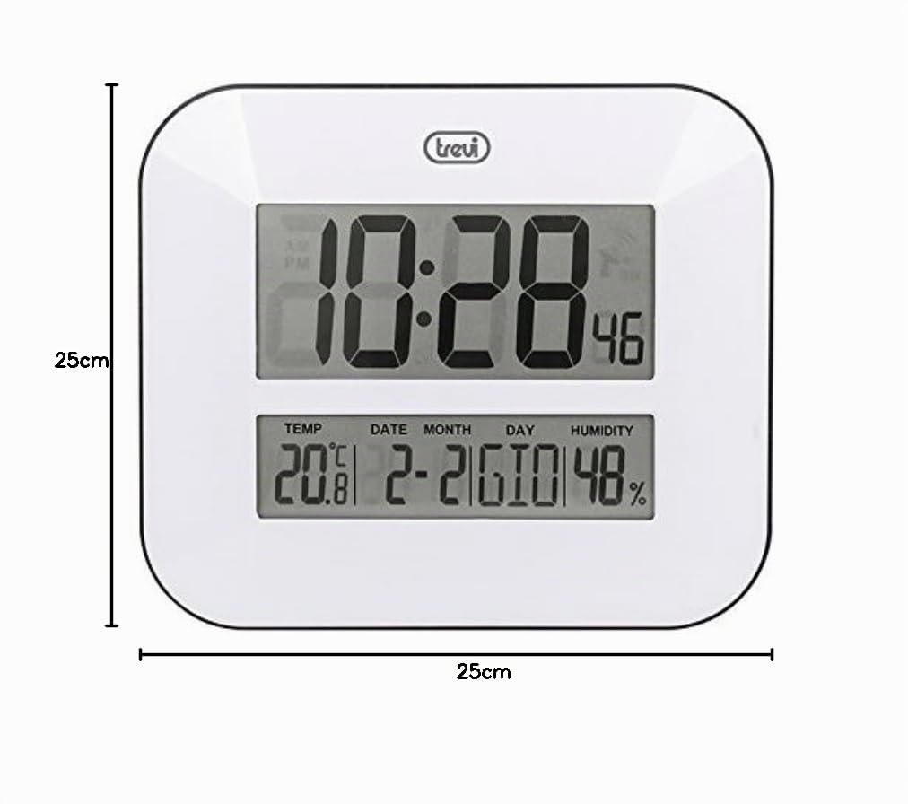 Trevi OM 3520 D Reloj de Pared, Blanco, 25 x 25 x 4 cm
