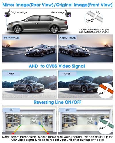 AHD 1080P Rückfahrkamera Auto Rückfahrkamera mit 360°+45° Einstellbares Objektiv Kabel Rückfahrkameras 170° Weitwinkel Universal NTSC Rückkamera Unterstützt 12–24V Frontkamera Auto für Vans LKW