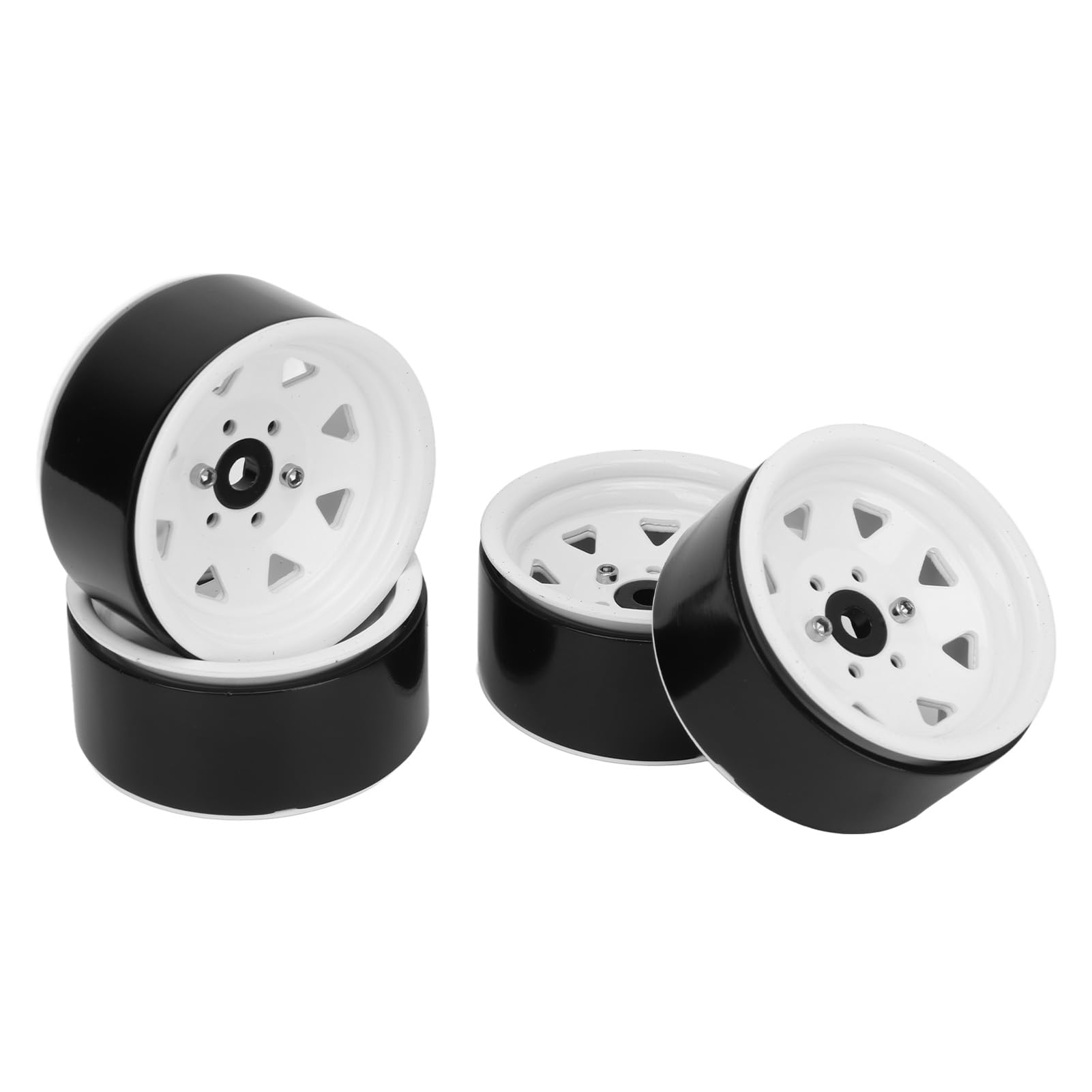 BusoTh RC Rims 1.9in Metal Beadlock Wheel Rim Set, 4PCS Universal Fit Strong Support, 8 Spoke Wheel Rim Tires Replacement for RC Car (White)