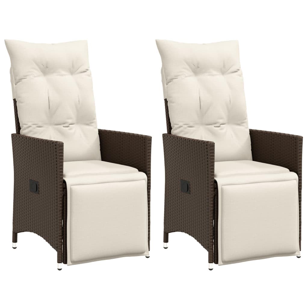 Sedie da pranzo da giardino, poltrona da giardino con cuscino, set da 2 pezzi, regolabile in poli rattan, sedia da giardino, sedia da sala da pranzo, sedia da balcone, mobili da giardino per