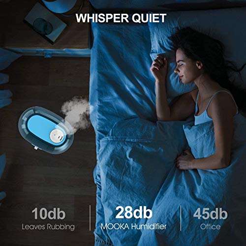 Mooka Humidifier for Bedrooms & Large Rooms, 5L (1.32Gal) Ultrasonic Cool Mist Humidifier for Babies, Lasts up to 50 Hours, Quiet Operation, Auto Shut-Off (BPA-Free)