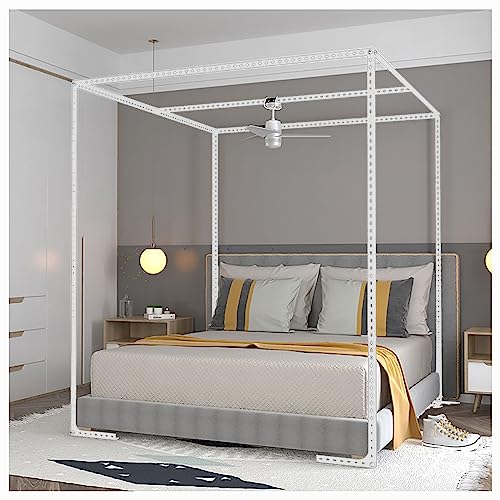 Marco de cama con dosel blanco para proteger habitaciones matrimoniales