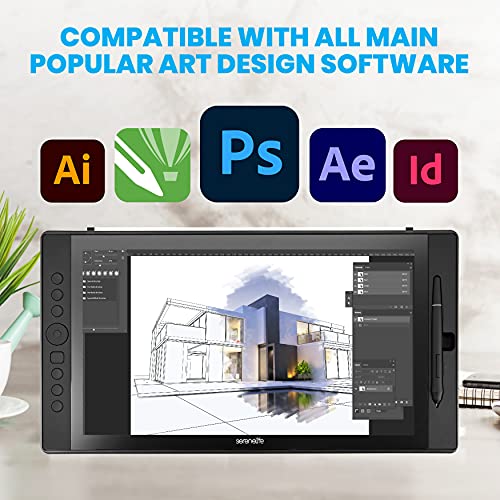 Image of SereneLife Graphic Tablet with Passive Pen - 15.6 inch Full-Laminated Technology Art Monitor w / 8192 Pressure Levels Battery-Free Stylus - Digital Drawing, Online Teaching, Design - for MAC, Windows OS