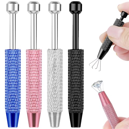 TRKETK 4 Piezas Alicates De Piercing, Soporte para Bolas Herramienta de Recogida de Perlas Alicates de Bola de Diamante Juego de Pinzas para Piercing de Bola para Joyas Gemas Pequeños (4 Colores)