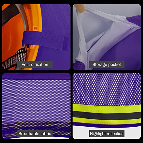 Image of Hard Hat Sun Shade, High Visibility Sun Visor Neck Shade with Reflective Strip, Hard Hat Accessories, Full Brim, Purple, 4 Pack