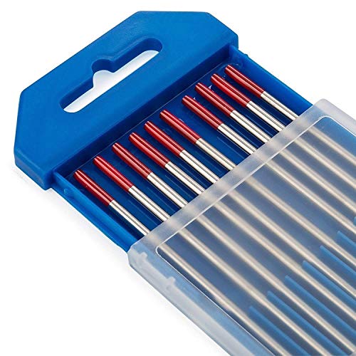 TEN-HIGH Soudage TIG Electrodes de Tungstène avec 2% de Thorium WT20 (Rouge) 1,0 * 150mm 10 pièces par Paquet
