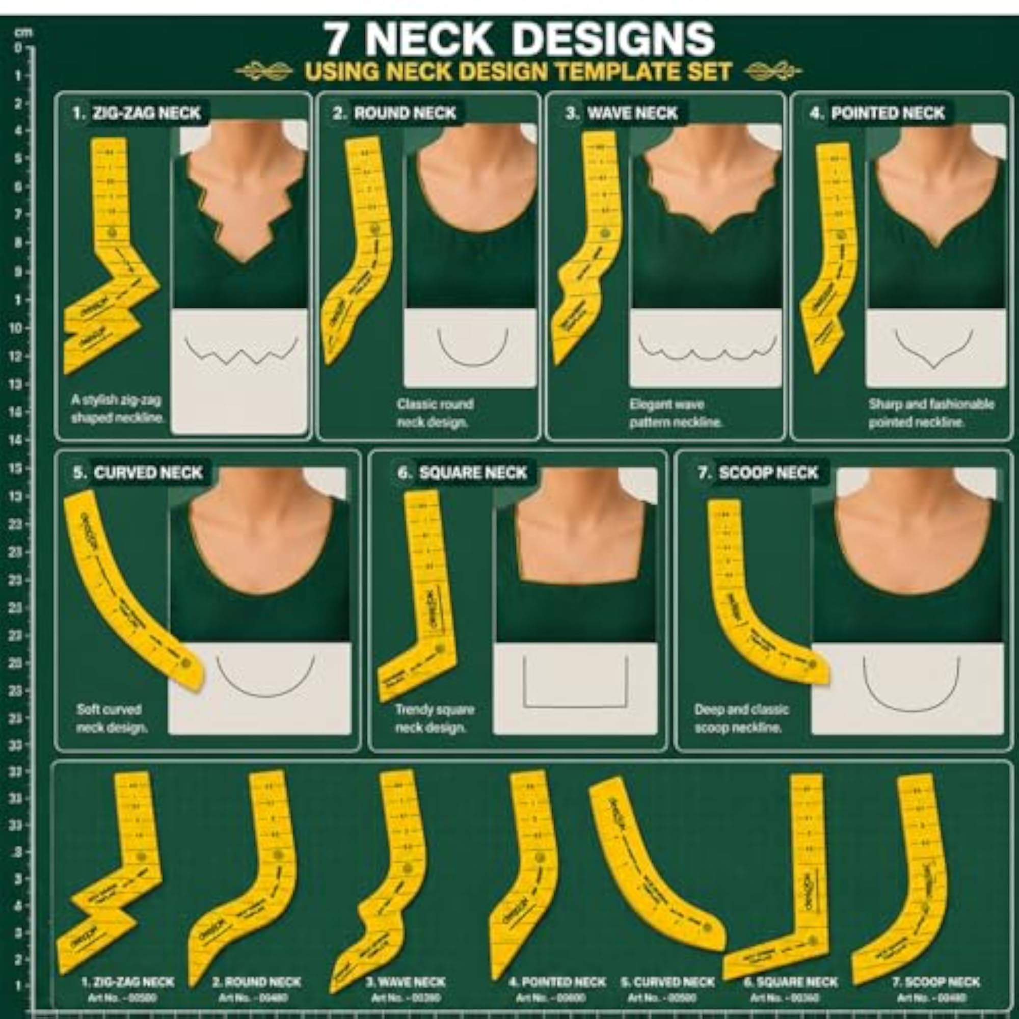 7-Piece Neck Template Set for Designing