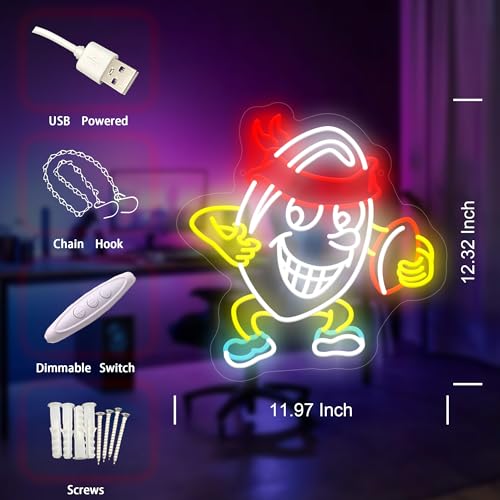 Image of Happy Rugby Ball LED Neon Sign USB Powered for Wall Decor, Sports Football Neon Night Light Sign Dimmable for Boys Room Party Decor Sports Lover Birthday Gifts