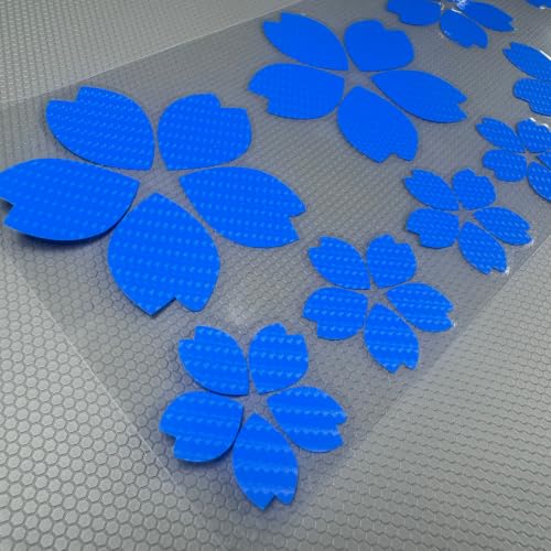 Image of Creative Fashion Flower Cherry Blossoms Petal Leaves Motor Bike Stickers Auto Body Car Styling PVC Decals (Carbon Fibre Blue)