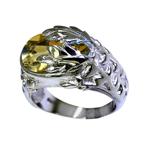 Bague ovale en citrine naturelle et argent 925, l'éclat intemporel d'un bijou d'exception