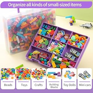Douorgan Toy Storage Organizer for Lego Stackable Organizer Bins Portable Organizer Containers Storage Box Plastic Case for Bead Bracelet Making DIY Jewelry Nail Charms (Purple)