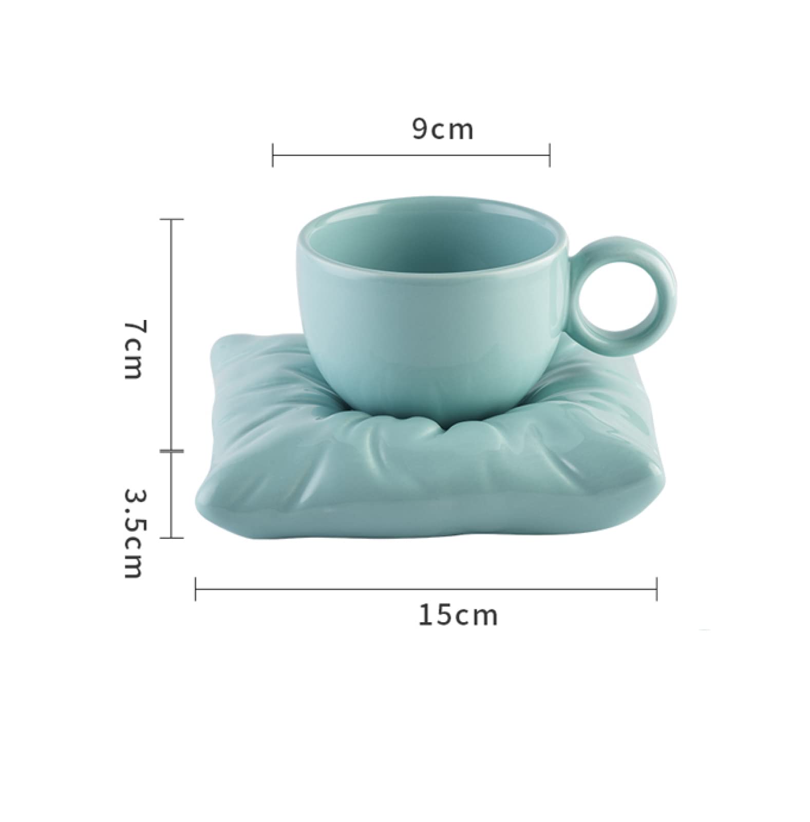 Tazza da caffè in ceramica Tazza con cuscino blu con piattino Tazza da tè Tazza da caffè in ceramica Tazza Regalo per ufficio e casa