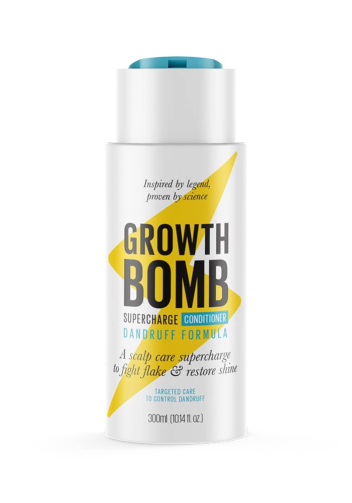 Growth Bomb Supercharge Dandruff Conditioner 300ml -NOURISH hair & CALM sensitive scalps. Fragrance Free. Stimulates Growth. Repairs Damaged Hair.