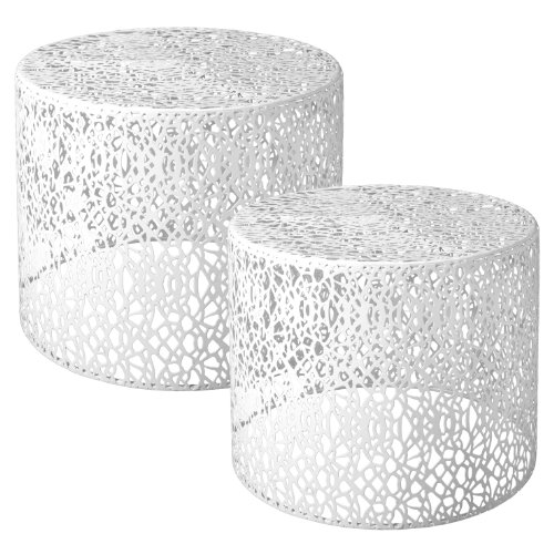 Sibo Homeconcept Set of 2 Coffee Tables Forest White Diameter 49/42 cm Sibo Homeconcept Set of 2 Coffee Tables Forest White Diameter 49/42 cm