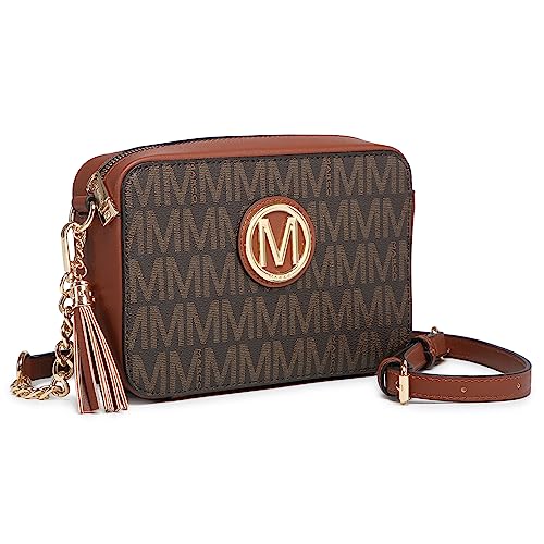 MKP Bolsa tiracolo elegante e leve para mulheres, bolsa mensageiro de ombro com franja e bolso com zíper, Café, 10'W x 8.75'H x 4'D, Ocidente