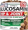 Glucosamine for Dogs - Hip and Joint Supplement for Dogs - 170 Ct - Glucosamine Chondroitin Chews - Joint Pain Relief Supplement with MSM - Advanced Health - Mobility Support - Made in USA