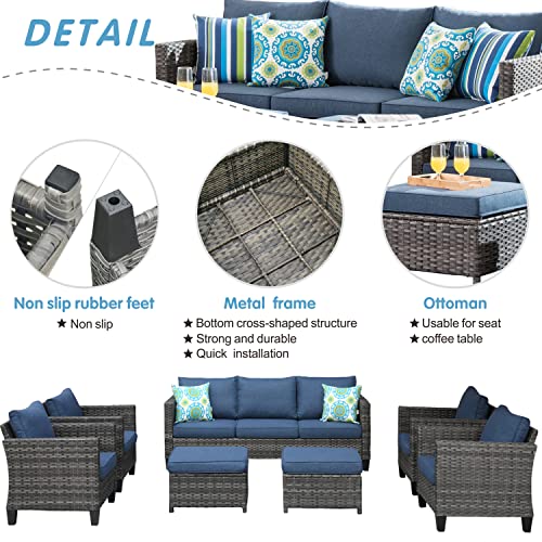 Ovios B09PTZ4189 Patio Furniture Set 7 Pcs High Back Sofa Outdoor Conversation Sets All Weather Wicker Rattan Sectional Sofa Set Couch And Chairs Garden Backyard Porch thumb #2