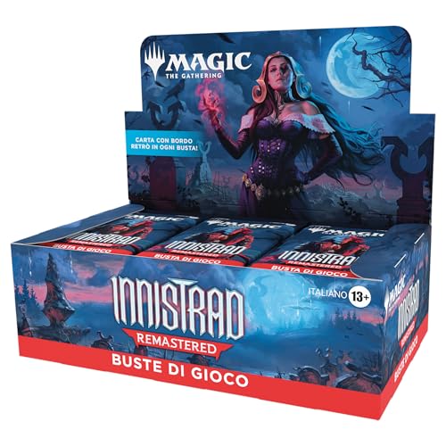CARTA CON BORDO RETRÒ IN OGNI BUSTA: Lasciati avvolgere dalla nostalgia grazie alla carta con bordo retrò presente in ogni busta di gioco di Innistrad Remastered, oltre alla possibilità di ottenere una delle prime carte bifronte con bordo retrò in assoluto