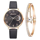 Quartz Cadeau + Femmes avec Bracelet Montre Mode Femmes Montres Bracelet Femme Chat, Noir , taille unique