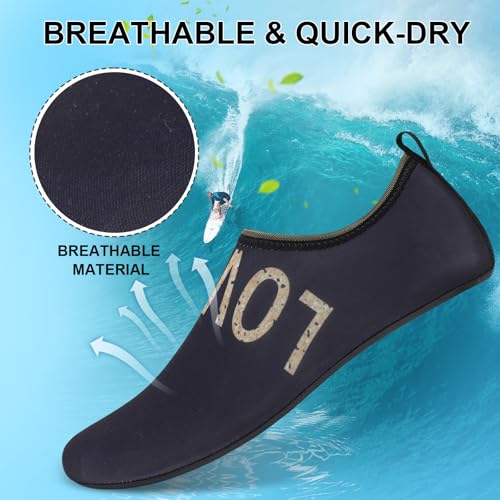 Mens Womens Water Shoes Quick Dry Barefoot Shoes Non-Slip Aqua Socks for Beach Swim Black Gold4