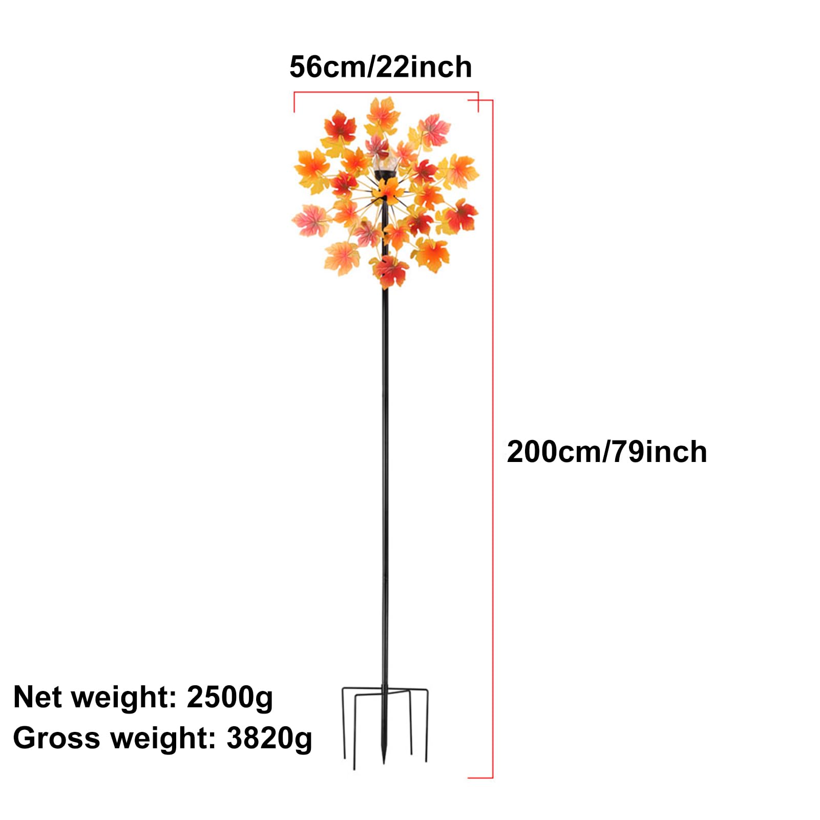 Girandola a Vento per Cortile e Giardino, 200cm Mulino a Vento in Metallo per Esterni, Girandola a Vento Girevole a 360 Gradi,per la Decorazione del Prato del Patio del Cortile