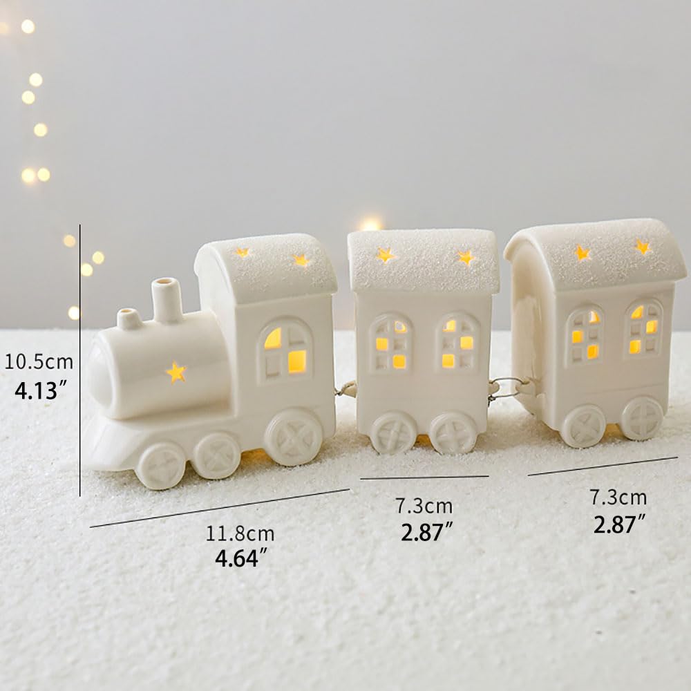 Amazon.com: Lllunimon Christmas Village Shining Ceramic Train Set